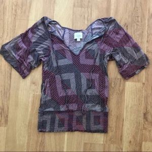 Anthropologie Deletta Short Sleeve Top Size Small